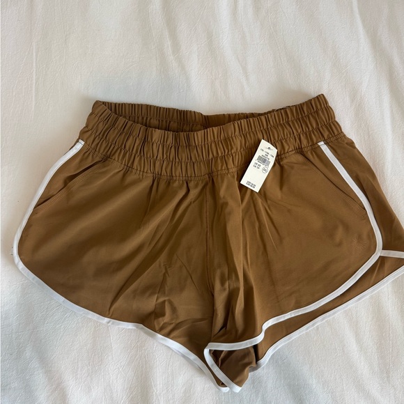 aerie Pants - Aerie Lined Brown Athletic Shorts with White Trim